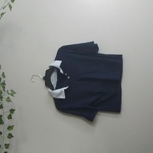 SHEIN Navy Collared Crop Top